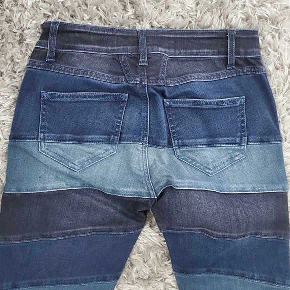 Closed Dark Blue Denim Striped Patched Jeans Size 27 - Picture 6 of 9